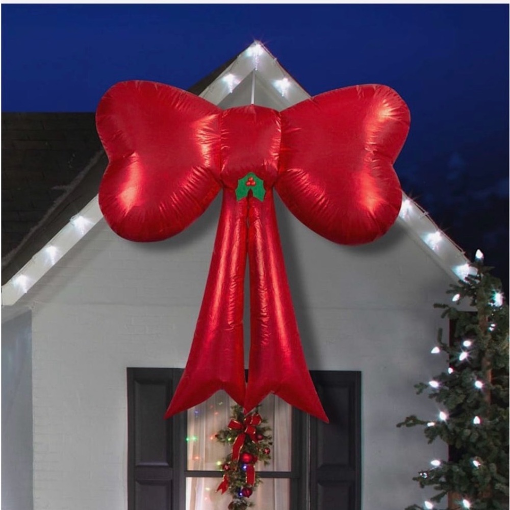 Airblown Inflatable Lighted 4.5 Ft Hanging Red  Christmas Bow Outdoor Decoration